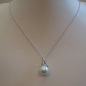 10mm Pearl Sterling Silver Necklace